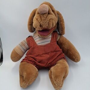 Vtg 1981 Ganz Bros Wrinkles Dog Puppet Plush Heritage Collection Overalls‎ Tag